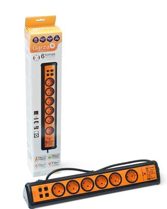 Multipresa 6 Schuko, 2 USB e filtri RJ11/RJ45