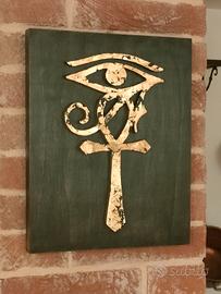 quadro occhio di Horus in foglia oro 