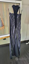 Abito lungo nero glitter vintage elegante 