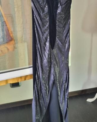 Abito lungo nero glitter vintage elegante 