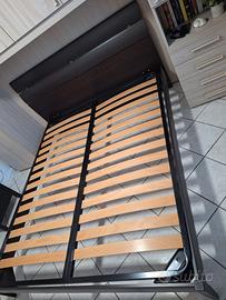 LETTO MATRIMONIALE WENGE' CON RETE A DOGHE