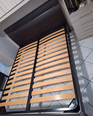 LETTO MATRIMONIALE WENGE' CON RETE A DOGHE