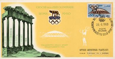 Cartolina e francobollo Olimpiadi 1960 Roma