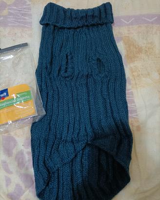 maglioncino dolcevita colore blu per cani 50 cm