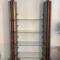 Scaffale arredo artigianale metallo e vetro 