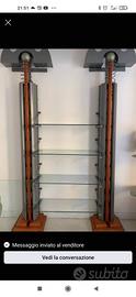 Scaffale arredo artigianale metallo e vetro 