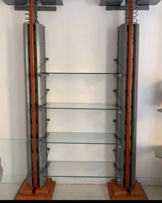 Scaffale arredo artigianale metallo e vetro 