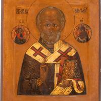 Antica Icona Russa "San Nicola di Myra" Circa 1800