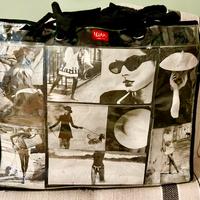 Borsa grande trasparente con la stampa anni 50 -60
