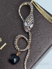 Testa di serpente oro 3 ct diamanti brown/bianchi