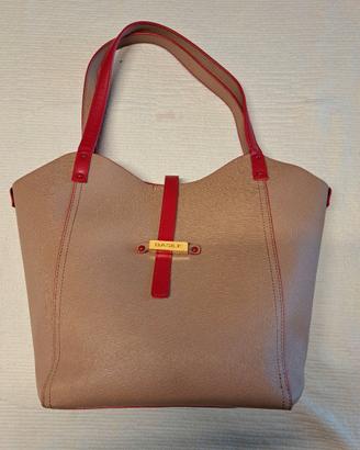 Borsa tote Basile beige con manici rossi