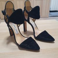 Sandali Jimmy Choo Black Velvet Moon Cut Out