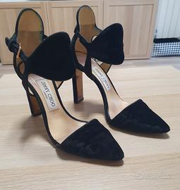 Sandali Jimmy Choo Black Velvet Moon Cut Out