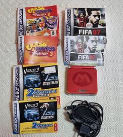 Game Boy Advance SP Mario Red ORIGINAL + 3 Giochi