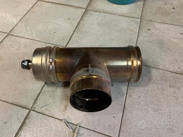 Raccordo a T con scarico 120mm per stufa a legna