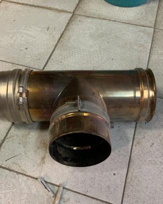 Raccordo a T con scarico 120mm per stufa a legna