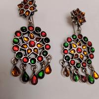 Orecchini pendenti argento e pietre dure 