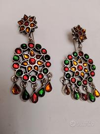 Orecchini pendenti argento e pietre dure 