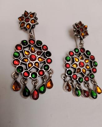 Orecchini pendenti argento e pietre dure 