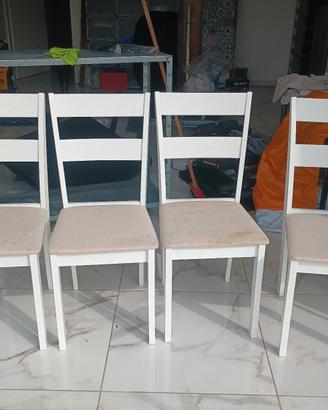 Set 4 sedie in legno bianco con seduta imbottita