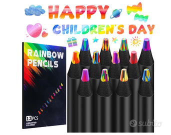 Set 12 matite arcobaleno , colorate, multicolore p