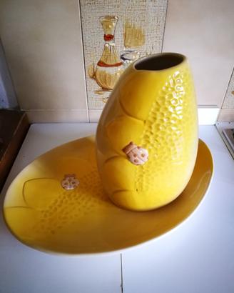 Vassoio/piatto e Vaso Thun Girasole e Coccinella