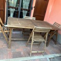Tavolo guardino+ sei sedie legno