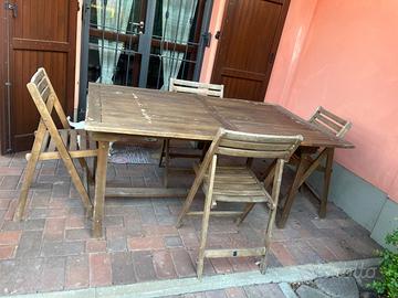 Tavolo guardino+ sei sedie legno