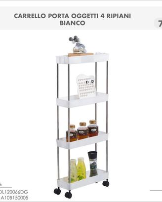 Carrello Salvaspazio Slim 4 Ripiani con Ruote