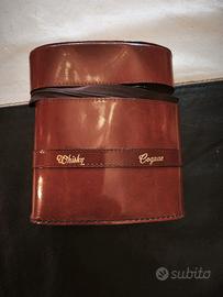 Porta liquori da viaggio vintage in pelle