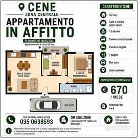Cene con due camere, balcone e garage