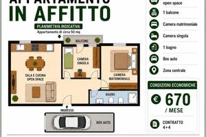 Cene con due camere, balcone e garage
