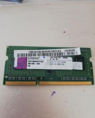 Memoria ram Kingston da 1GB DDR3 PC3-10600S