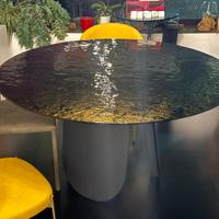 Tavolo rotondo top vetro martellato