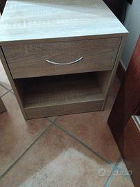 comodino due pezzi colore quercia 