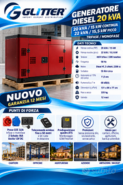 GENERATORE DIESEL 20 kVA / 15 kW – TRIFASE E MONOF