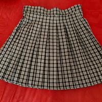 gonna scozzese bianca/nera terranova xl plissettat
