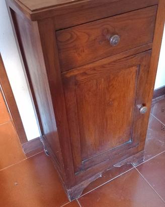 Comodino antico legno 77x41x31 con piano in marmo