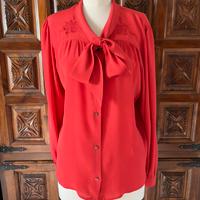 Blusa vintage in misto seta rossa