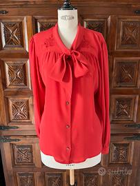 Blusa vintage in misto seta rossa