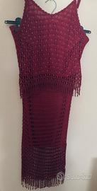 Completo coordinato rosso bordeaux top e gonna