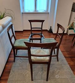 4 Sedie in legno e tessuto da sala da pranzo