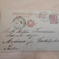 Intero Postale 1908 Cartolina RISPOSTA per Castelv
