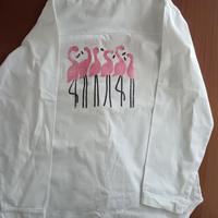 camicia bianca con stampa fenicotteri 13 anni