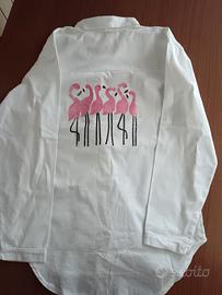 camicia bianca con stampa fenicotteri 13 anni