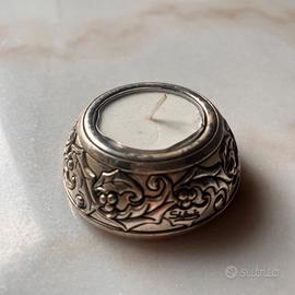 Porta Candele Vintage Laminato Argento