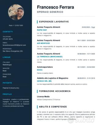 Autista,Magazziniere, scaffalista 