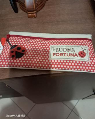 Astuccio multiuso rossa e bianca con coccinella