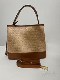 Vera Pelle Dollaro con raffia Made in Italy