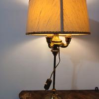lampada bouillotte  in ottone tre bracci paralume